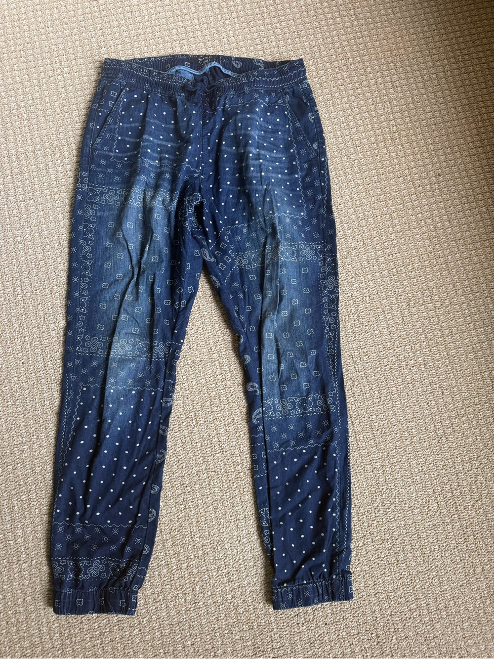 Navy Bandana Print Jogger Pants
